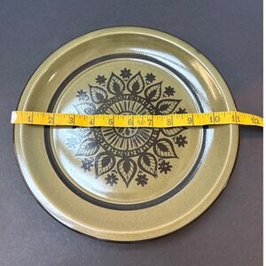 Fashion Manor Saracen Stoneware Dinner Plate Olive Green Black  Japan 11"